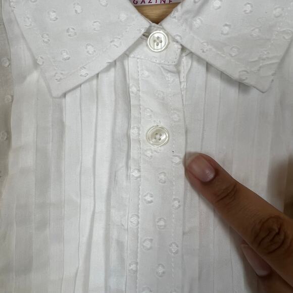 Talbots The Oprah Magazine Collection Size 16 White Textured Button Down - Picture 8 of 9
